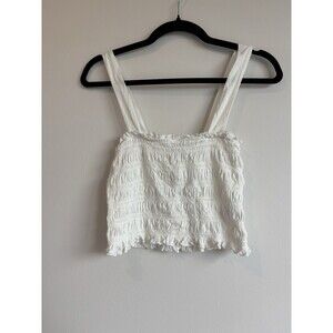 American Eagle White Smocked Sun Tank Women Size Small